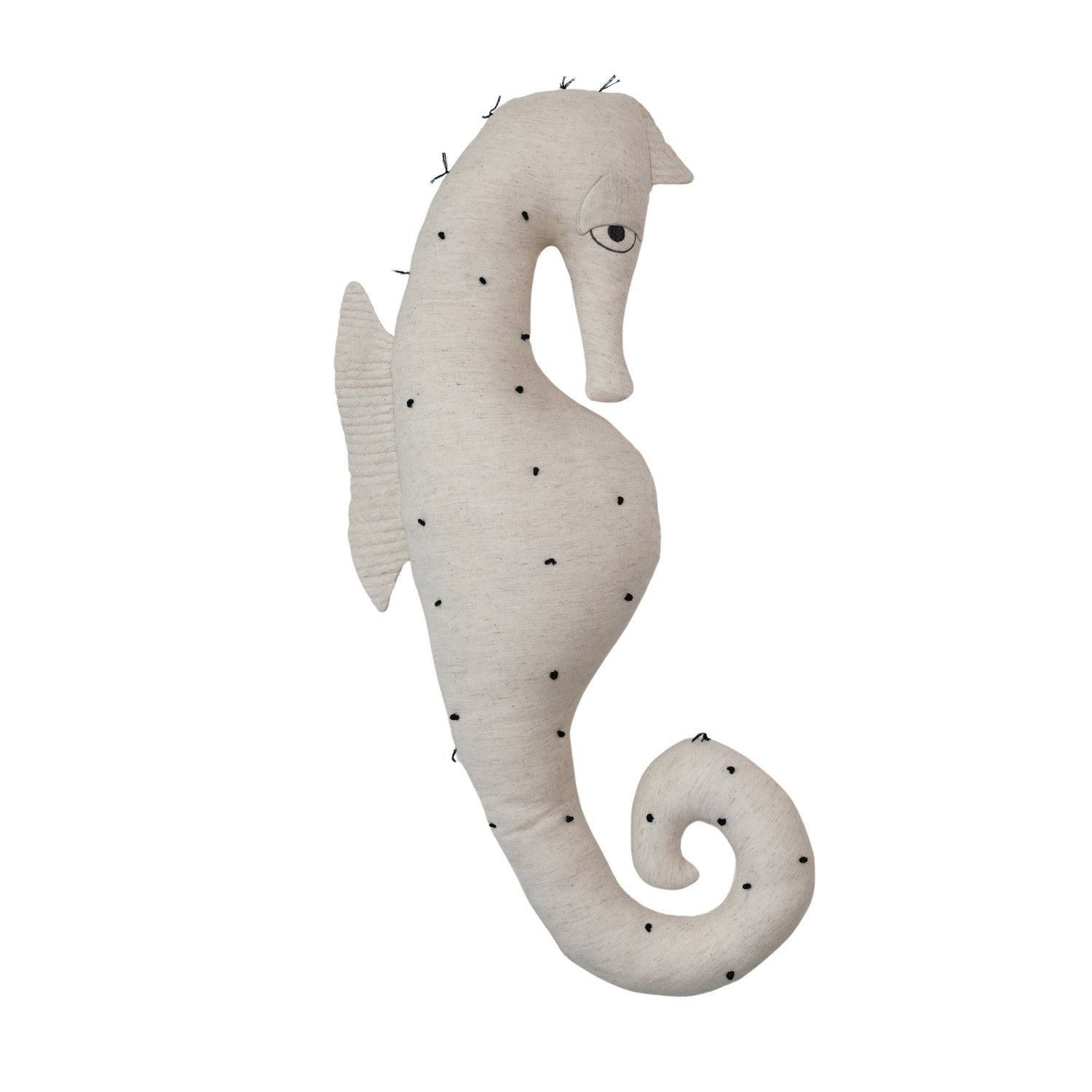 Cotton and Linen Seahorse Shaped Pillow with Embroidery
