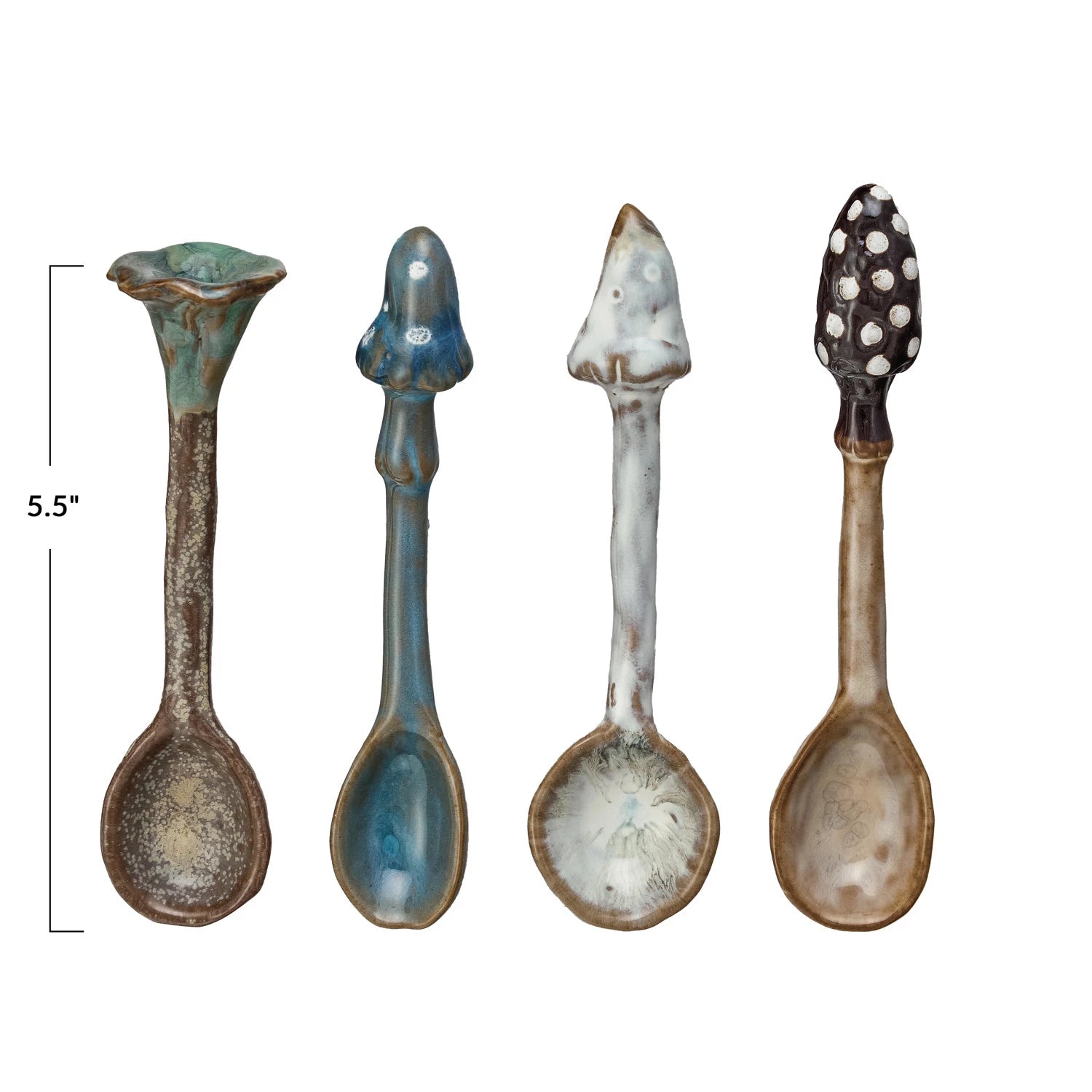 Stoneware Spoon w/ Mushroom Handle, 4 Styles (Each One Will Vary)