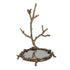 Pewter Jewelry Holder w/ Mirror & Bird on Branch, Antique Gold Finish