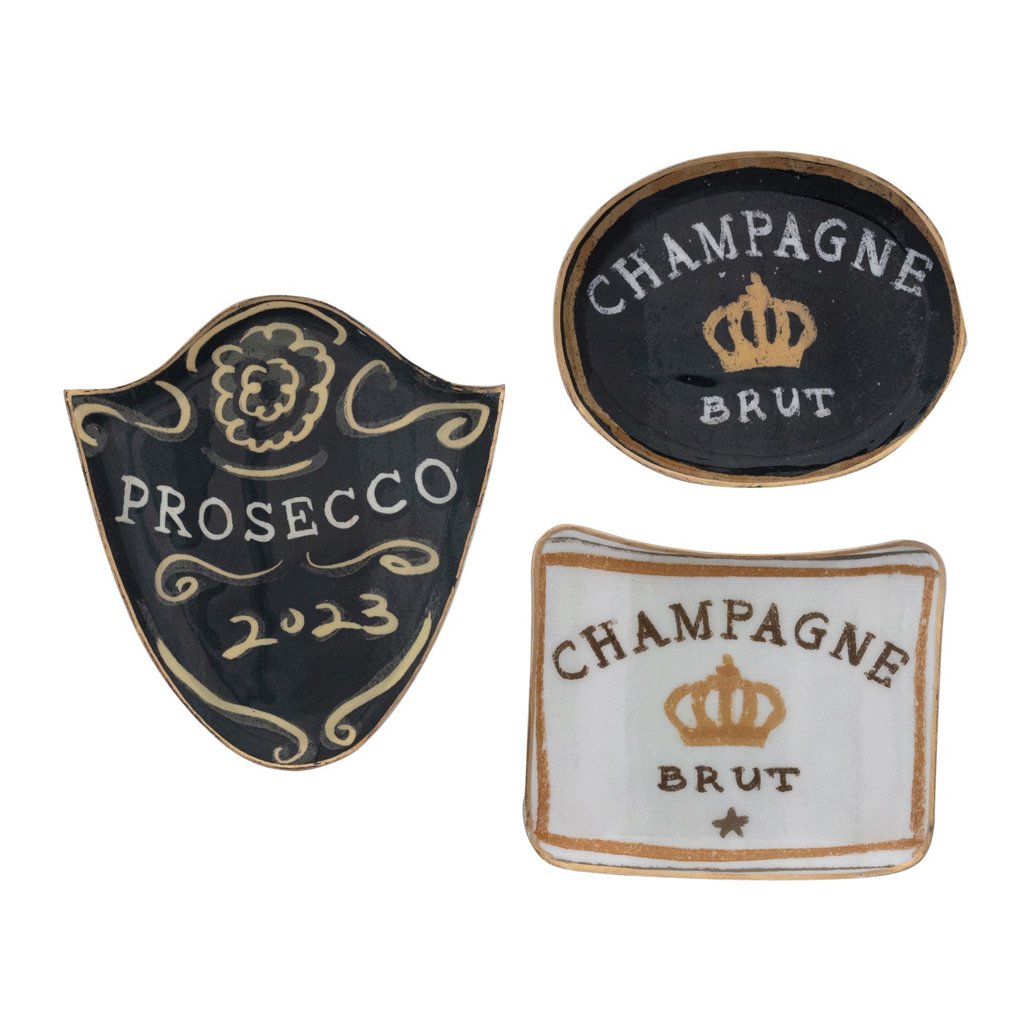 Enameled Metal Tray with Gold Edge, 3 Styles ©