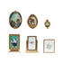Pewter and Glass Photo Frames with Art, Set of 6