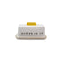 Stoneware Butter Dish w/ Debossed "Butter Me Up", Reactive Glaze (Each One Will Vary)