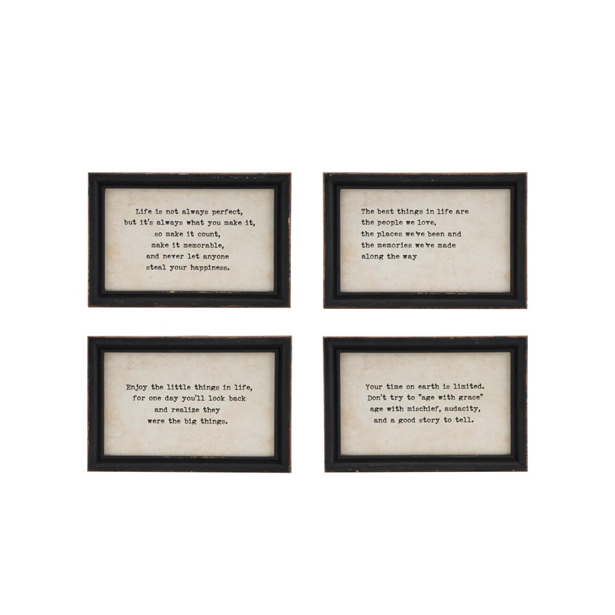 Wood Framed Wall Decor with Saying 9 by 6 inches