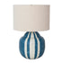 Marbled Inlaid Resin Table Lamp with Stripes & Linen Shade