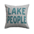 18" Square Cotton Pillow with Embroidery "Lake People", White & Blue ©