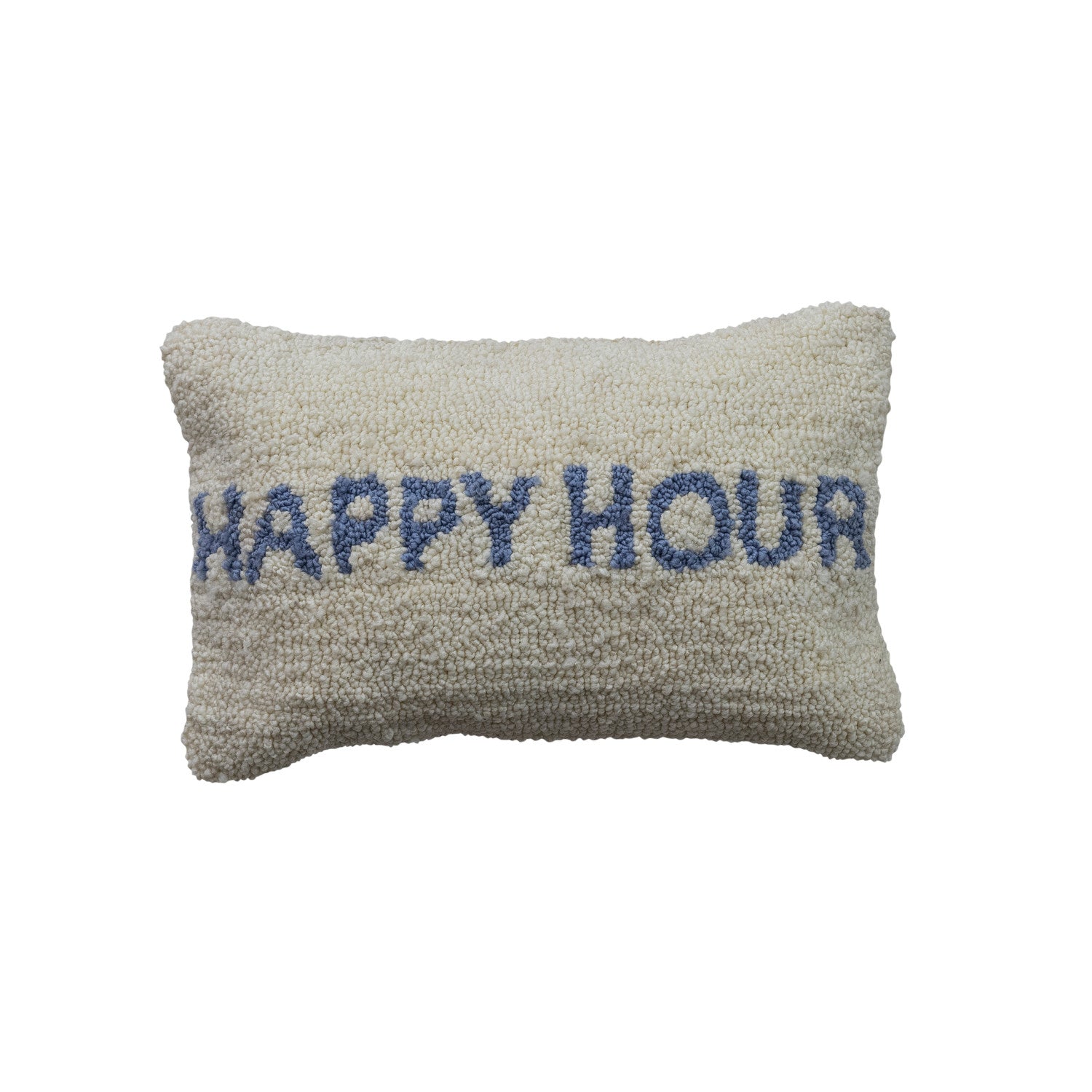 Cotton Tufted Lumbar Pillow Happy Hour, Natural and Blue