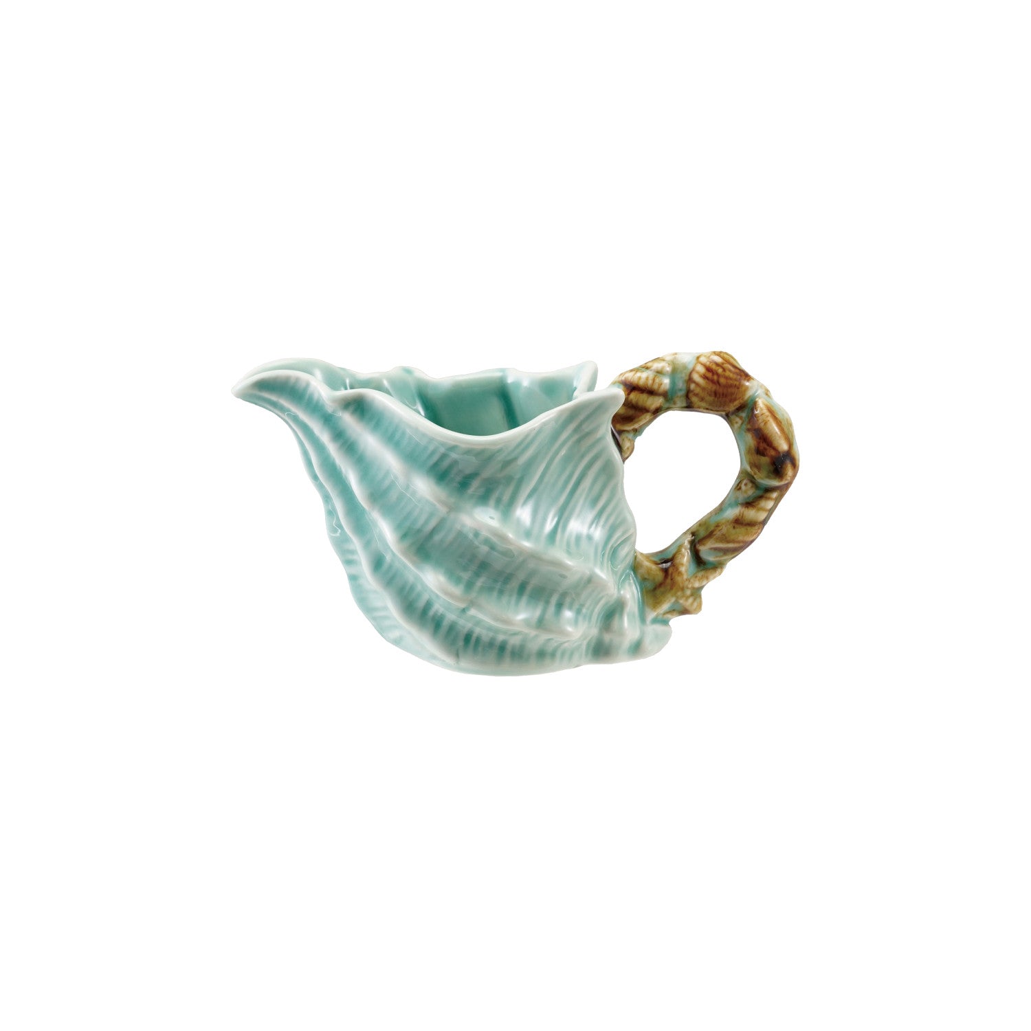 6 oz. Stoneware Shell Shaped Creamer with Starfish & Shells Handle