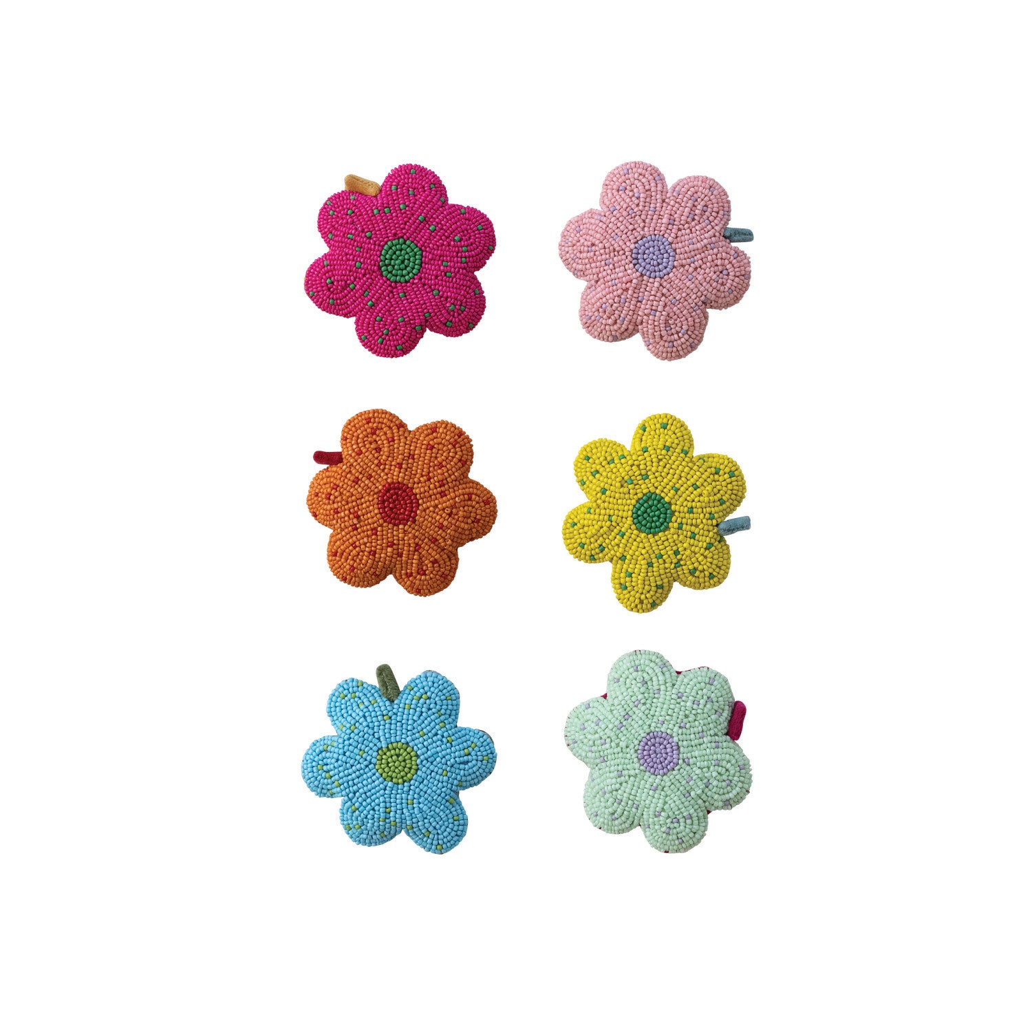 Handmade Glass Beaded Fabric Flower Shaped Tape Measure, 6 Colors
