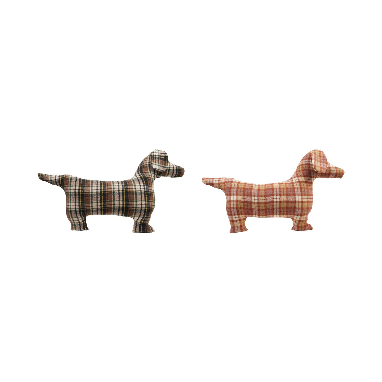 Fabric Dog Shaped Pillow with Plaid Pattern, 2 Colors