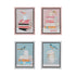 Wood Framed Hand-Painted Canvas Wall Decor with Bird & Mugs/Books, 4 Styles