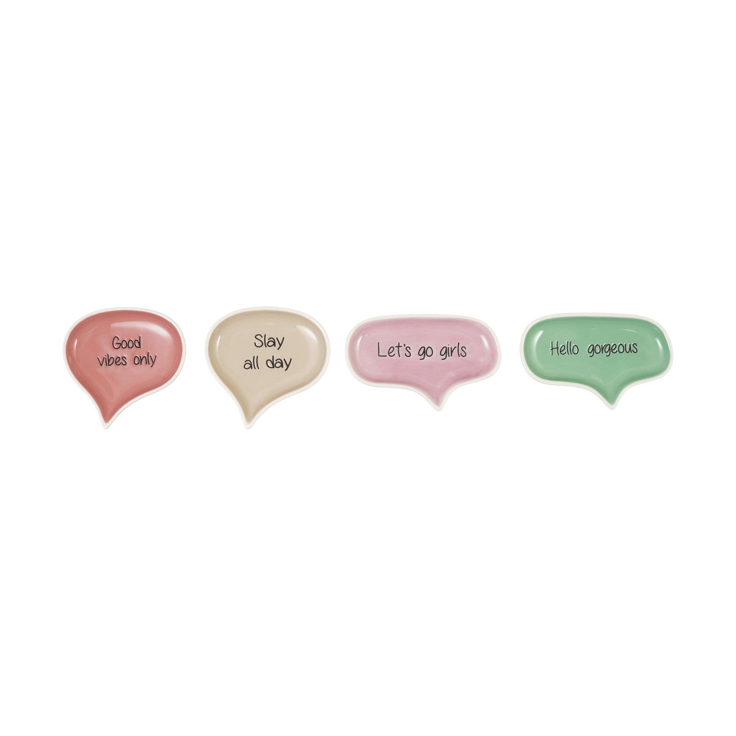 Stoneware Speech Balloon Shaped Dish with Words, 4 Styles
