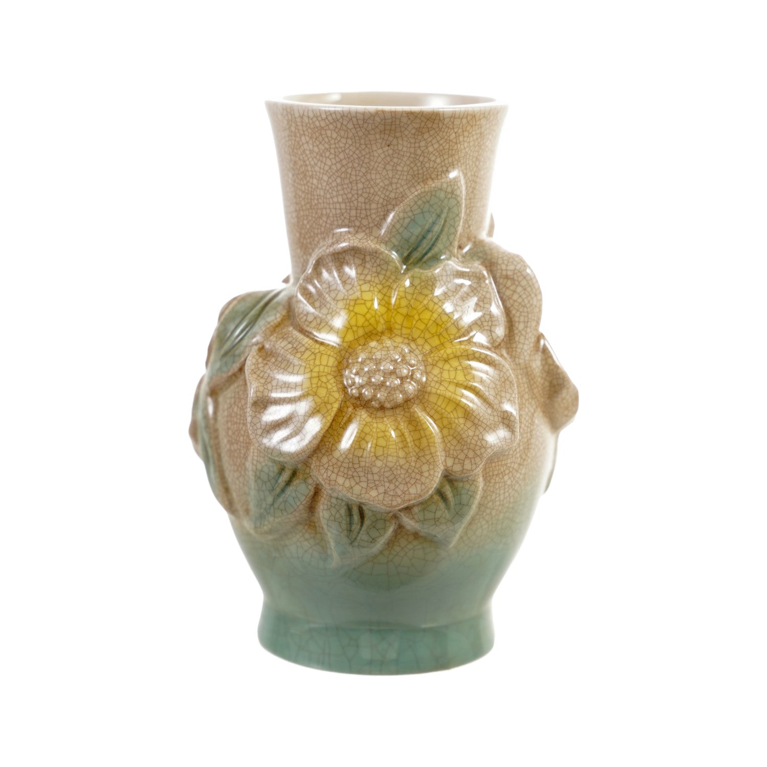 Hand-Painted Stoneware Vintage Reproduction Vase