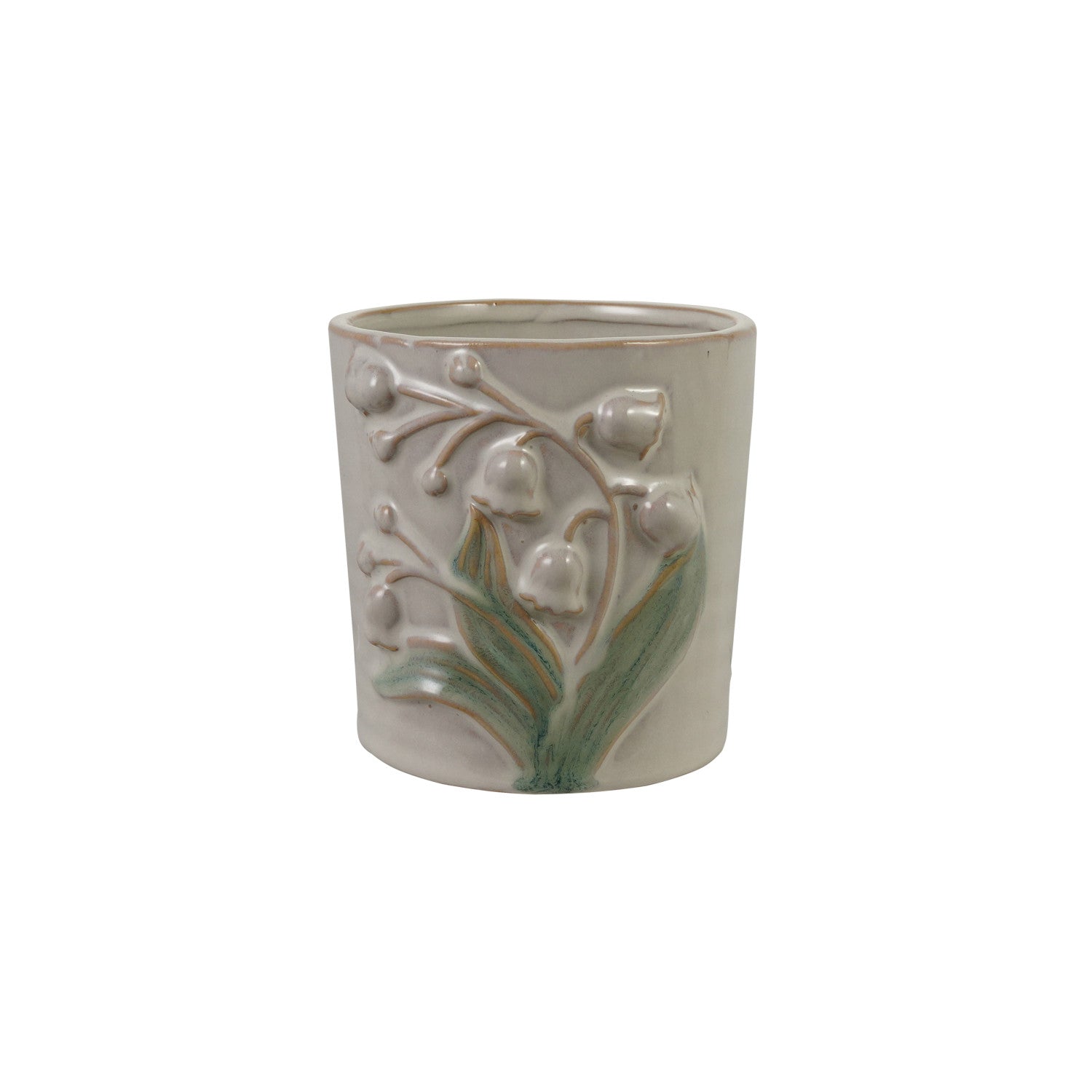 Hand-Painted Embossed Stoneware Planter