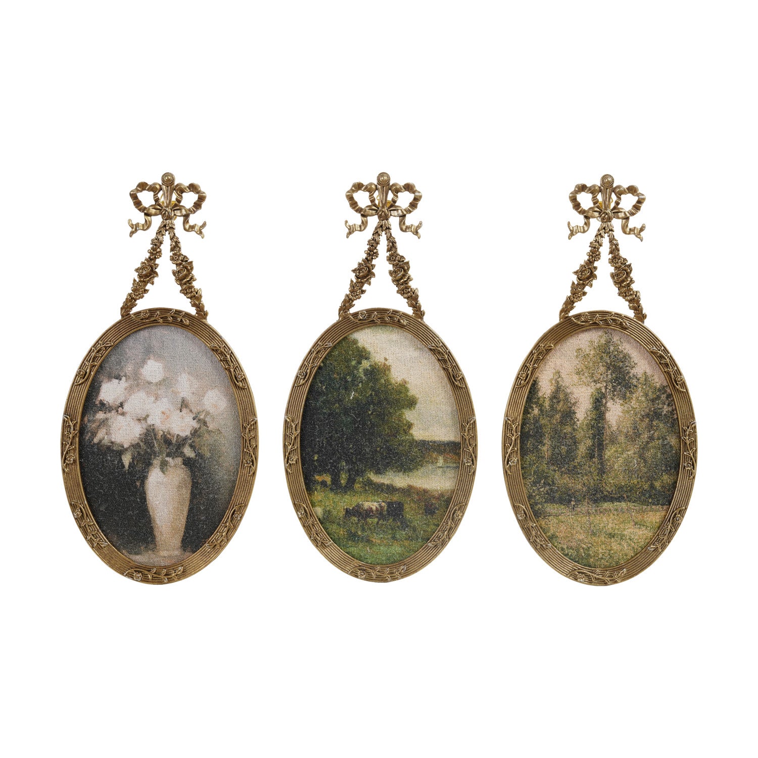 Pewter Hanging Wall Decor on Canvas, 3 Styles