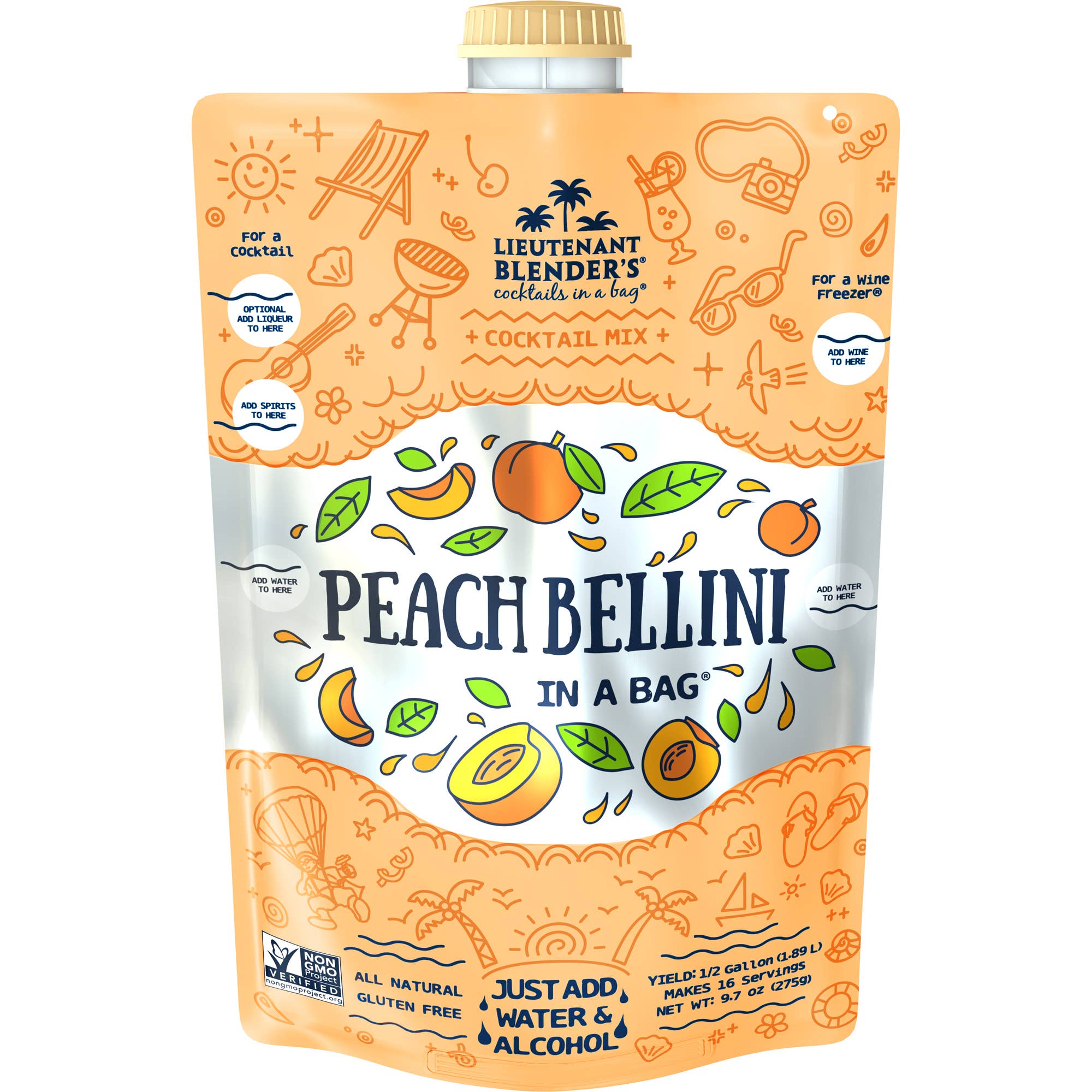 Peach Bellini in a Bag® Cocktail / Mocktail Slushie Mixer