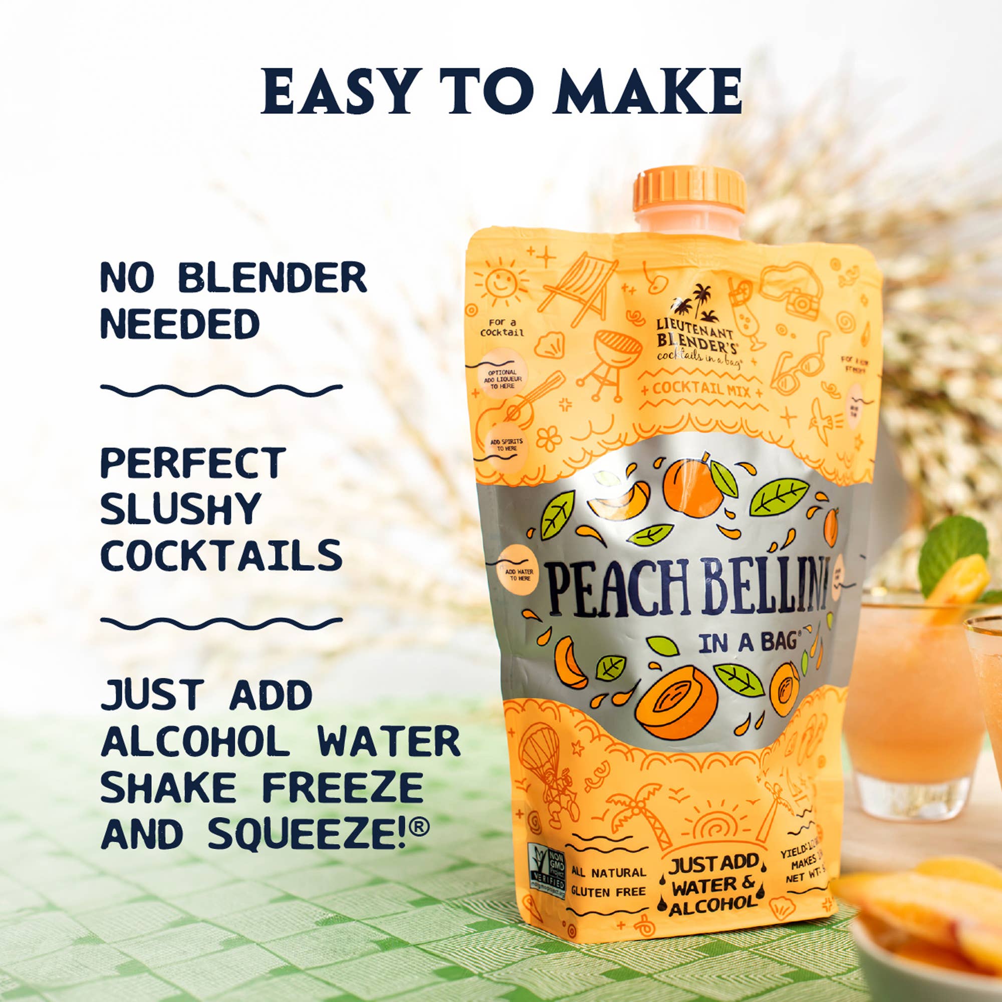 Peach Bellini in a Bag® Cocktail / Mocktail Slushie Mixer