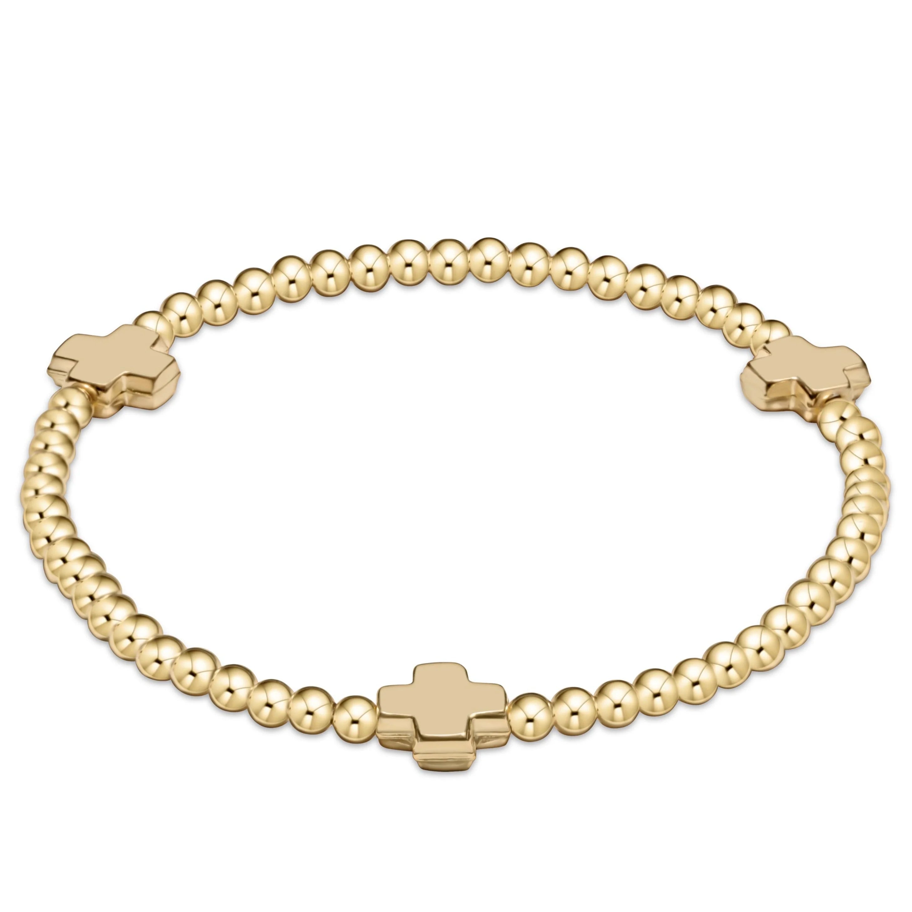 egirl signature cross gold 3mm bead bracelet by enewton - A. Dodson's