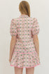 Misty Botanical Print Short Puff Sleeve Dress