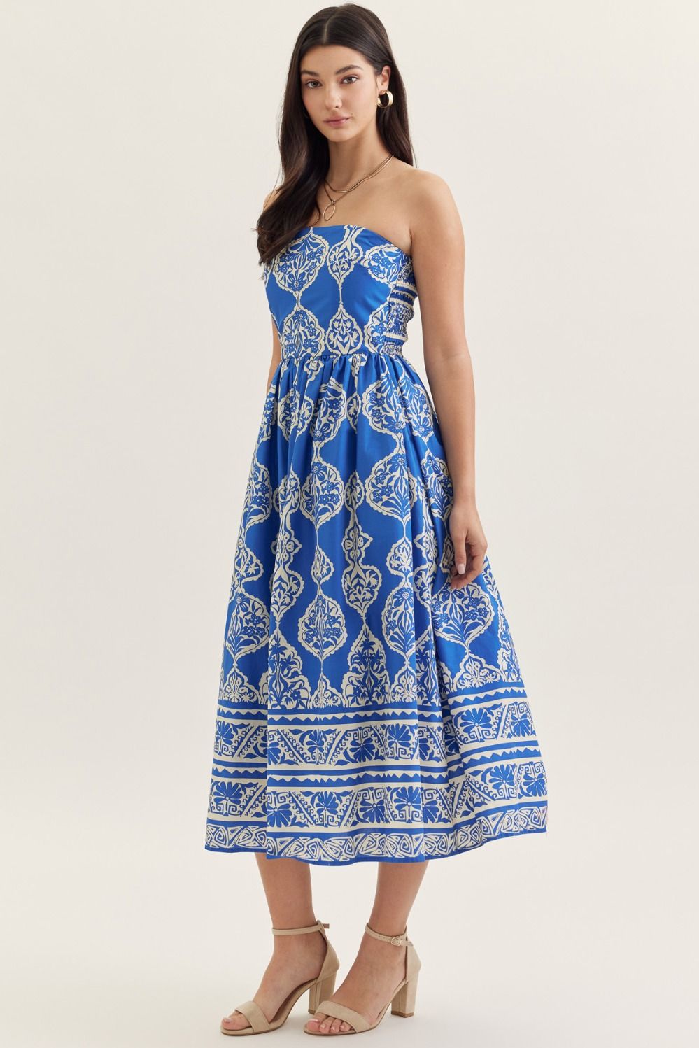 Sally Mae Printed Embroidered TubeDress