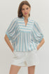 Annie Stripe Print Short Puff Sleeve Top