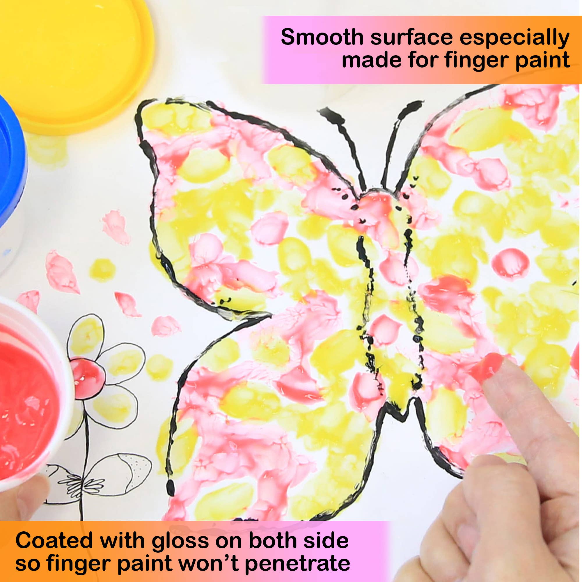 Finger Paint Paper Pad, Glossy, 16 x 12 In, 20 Sheets