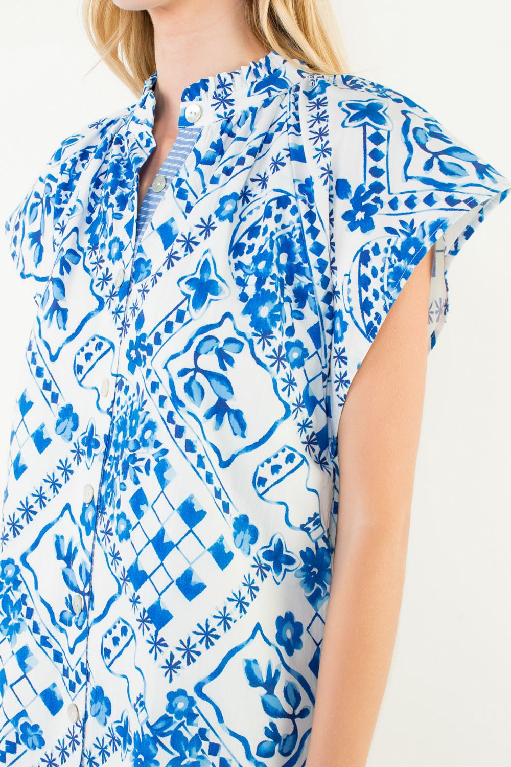Lizzie Short Sleeve Print Button Down Dress