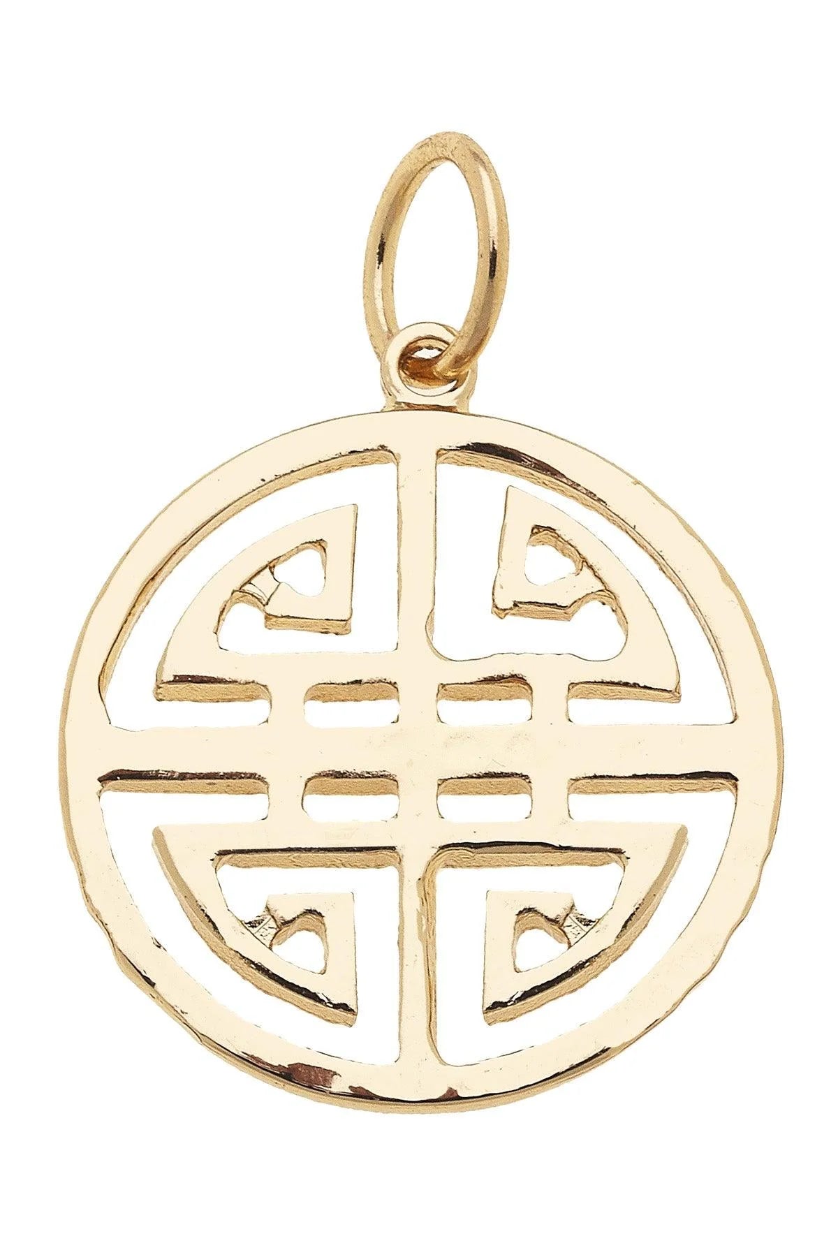 Greek Keys Charm in Shiny Gold