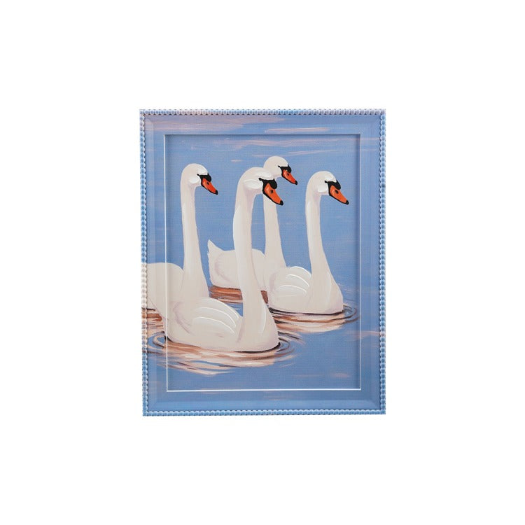 Painted Framed Wall Decor W Swans by HAZEL MAZEL