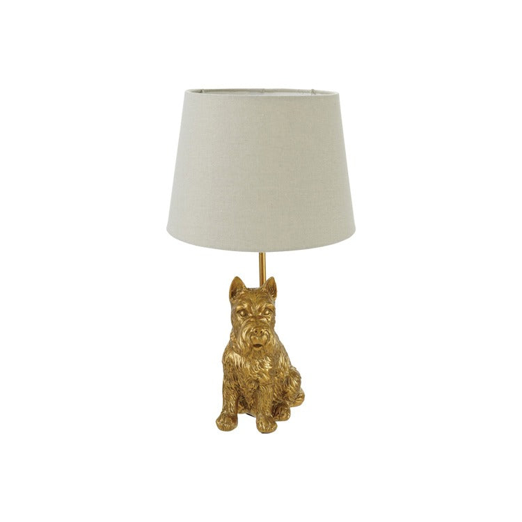 Resin Scottie Shped Table Lamp W Inline