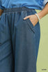 Umgee C6407-P Chambray Scalloped Hem Wide-Leg Pants – Indigo - View 3