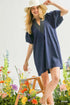 Umgee K1835 Washed Denim Mini Dress – Contrast Thread Detail - View 2
