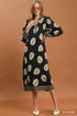 Umgee D1174 Leaf Print Belted Midi Dress – Cream Mix with Belt & Pockets - View 3