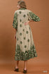 Umgee D1165 Border Print Smocked Yoke Midi Dress – Charcoal with Pockets - View 5