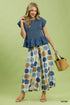 Umgee C6407-T Chambray Smocked Peplum Top – Indigo - View 4