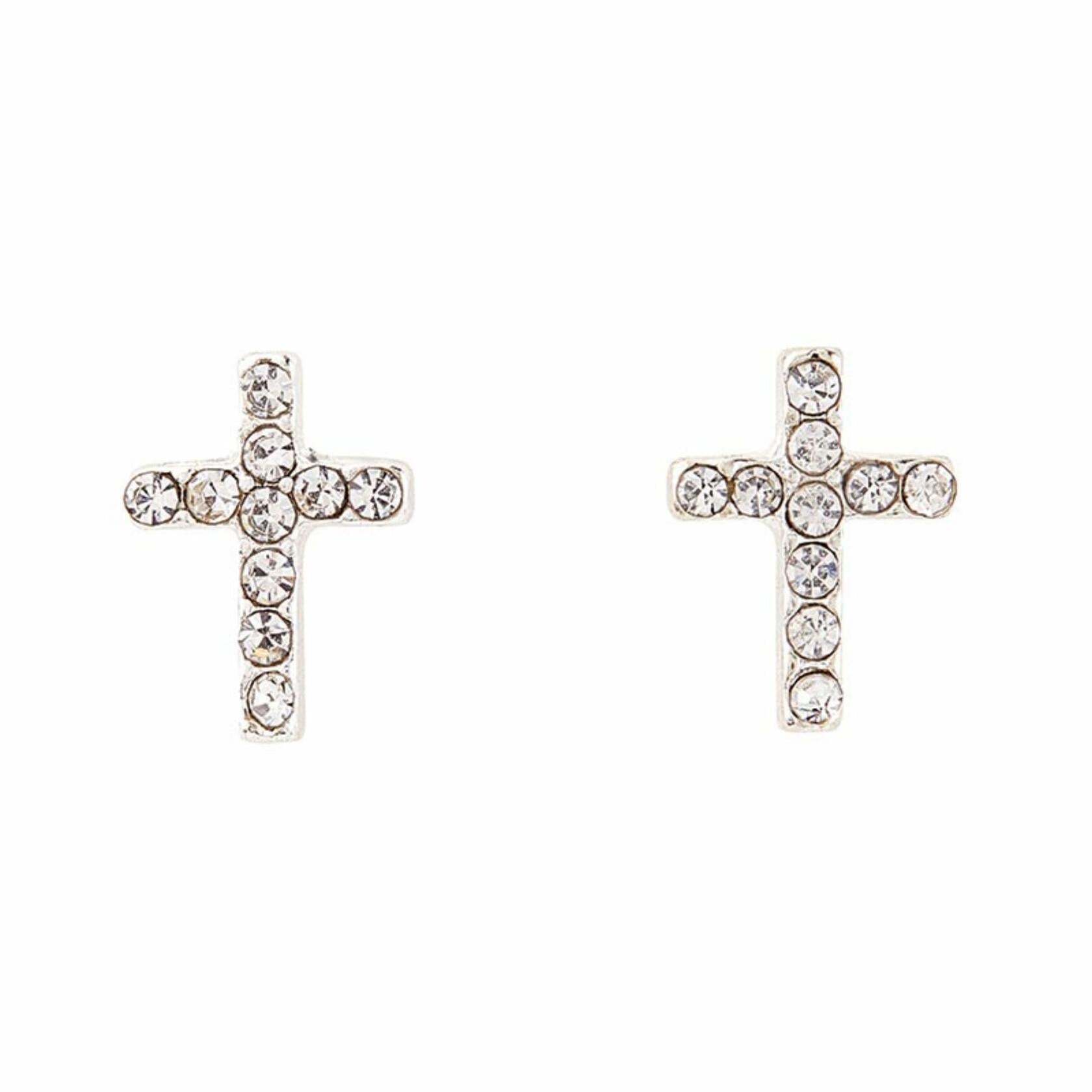 Cross - Pray Trust Wait Stud Earrings with Wood Gift Box by Santa Barbara Design Studio