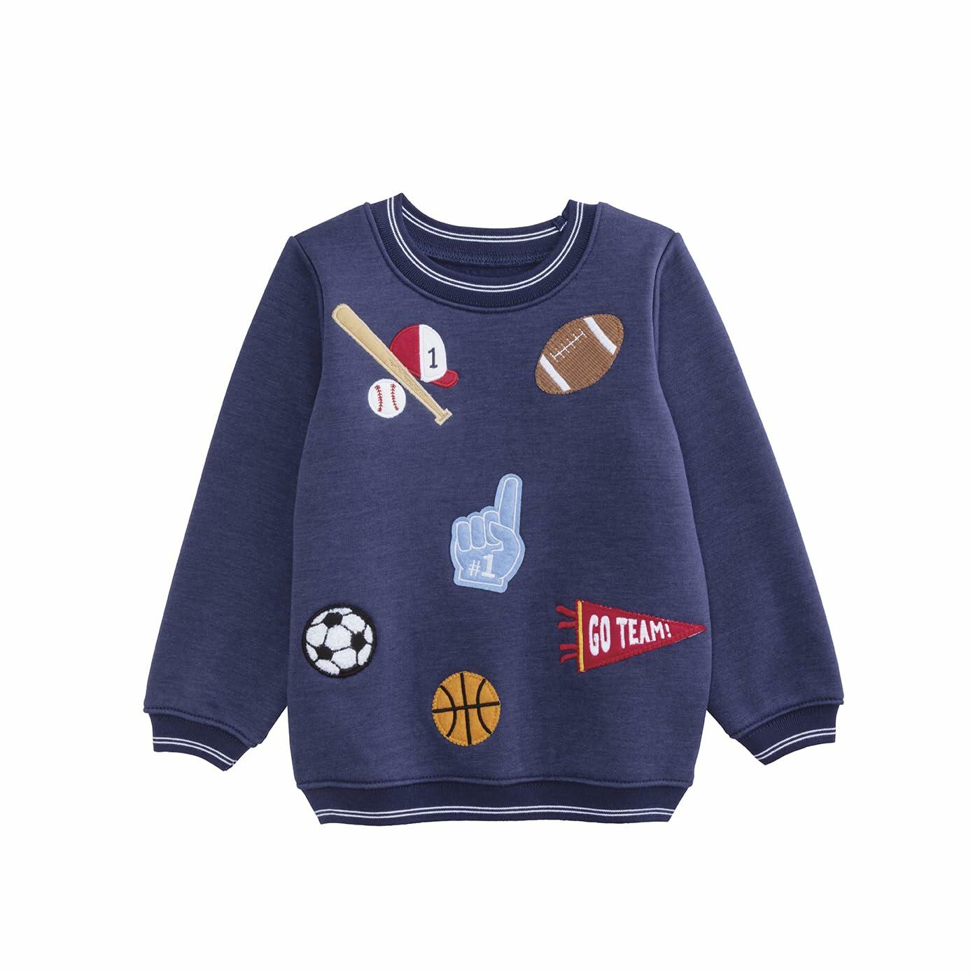 Sports Patched Toddler Sweatshirt By Mud Pie