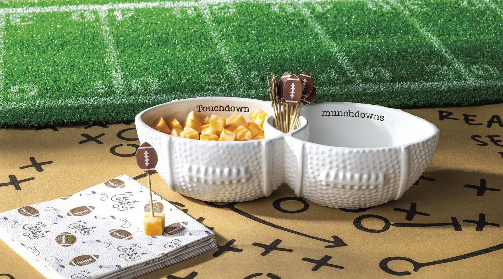 Football Double Dip Server with Toothpicks by Mud Pie
