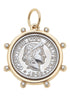 Studded Coin Charm in Shiny Two Tone