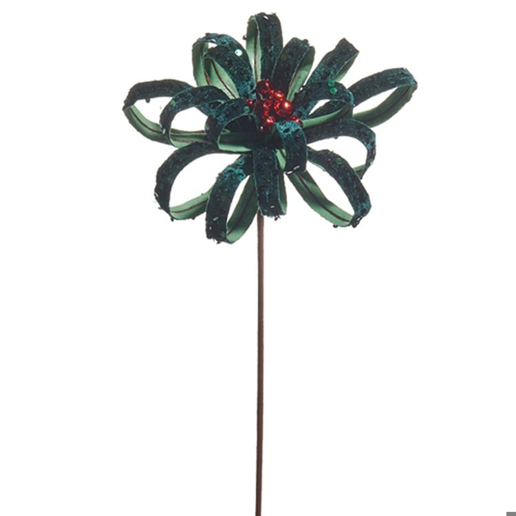 22" Green Glitter Bow Pick