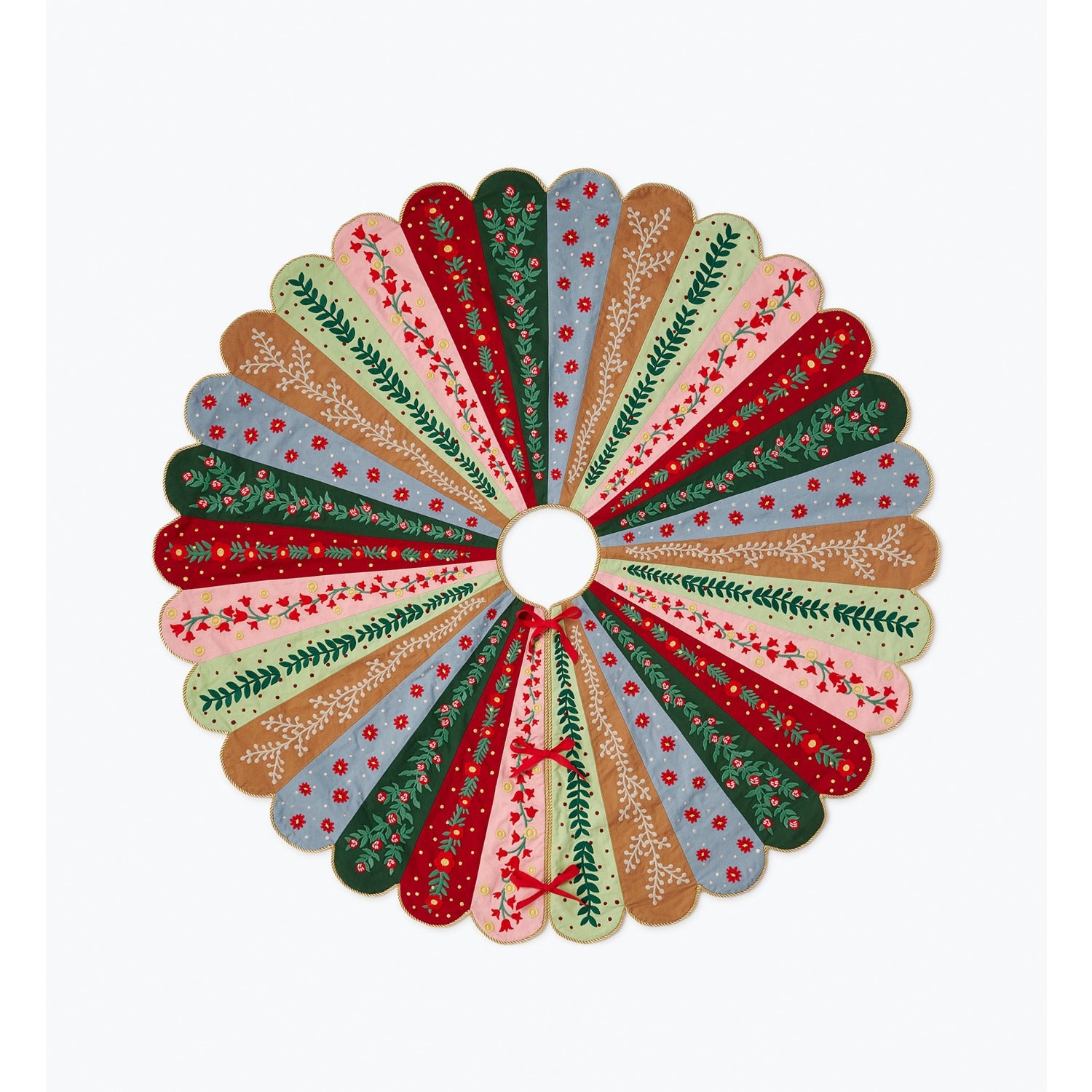Holly Jolly Embroidered Tree Skirt