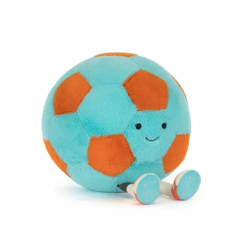 Amuseable Sports Football/Soccer Ball  By Jellycat  Orange and Blue