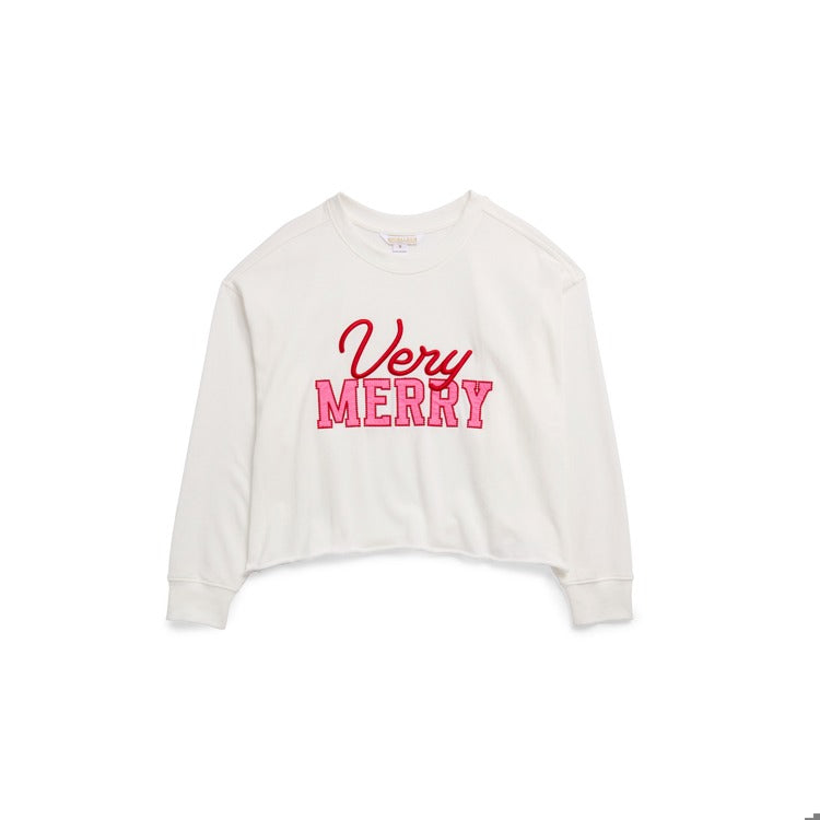 ASSORTED SET OF 6 "VERY MERRY" LOUNGE SWEATSHIRTS,IVORY