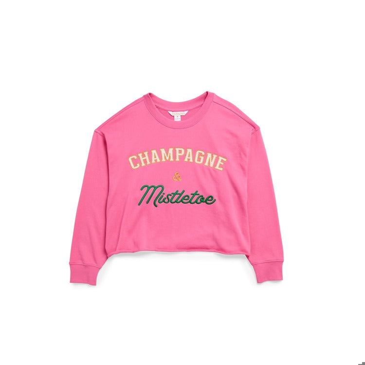 ASSORTED SET OF 6 "CHAMPAGNE & MISTLETOE" LOUNGE SWEATSHIRTS,AZALEA