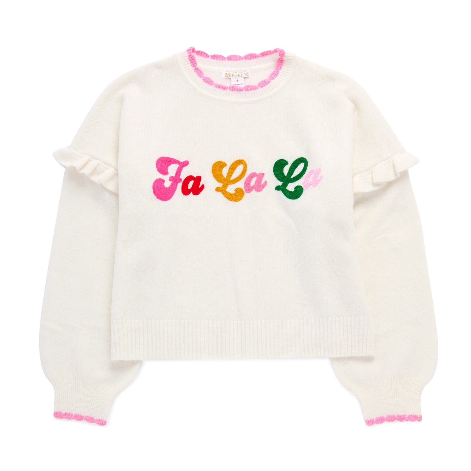 ASST/8 "FA LA LA" RUFFLE SLEEVE RELAXED SWEATERS,I
