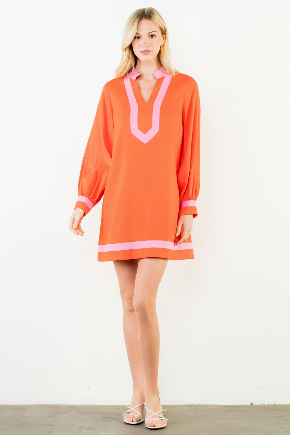 Long Sleeve Colorblocked Dress