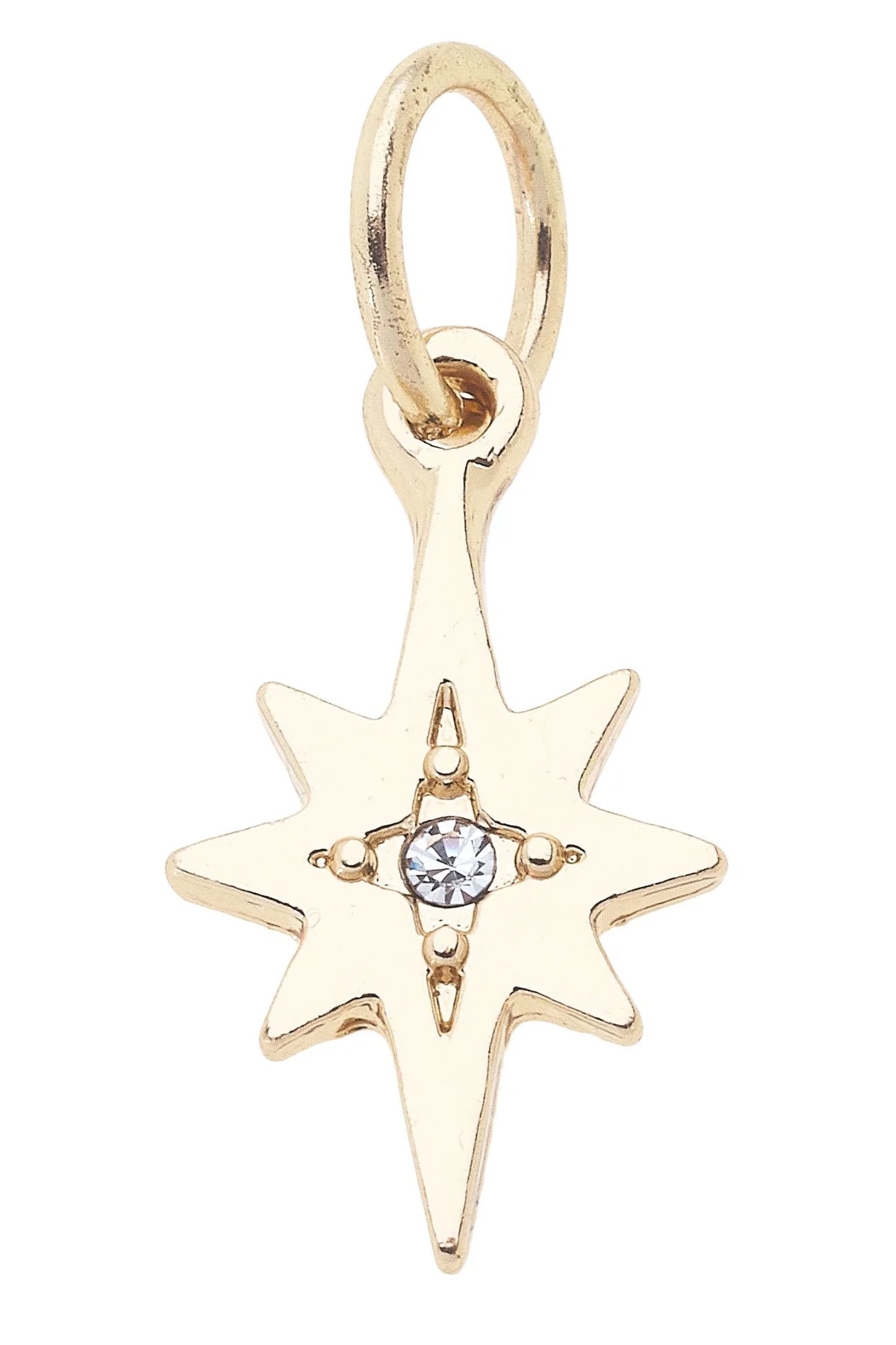 Rhinestone Starburst Charm in Shiny Gold