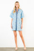 Clara Puff Sleeve Emb Dress With Ruffled Collar