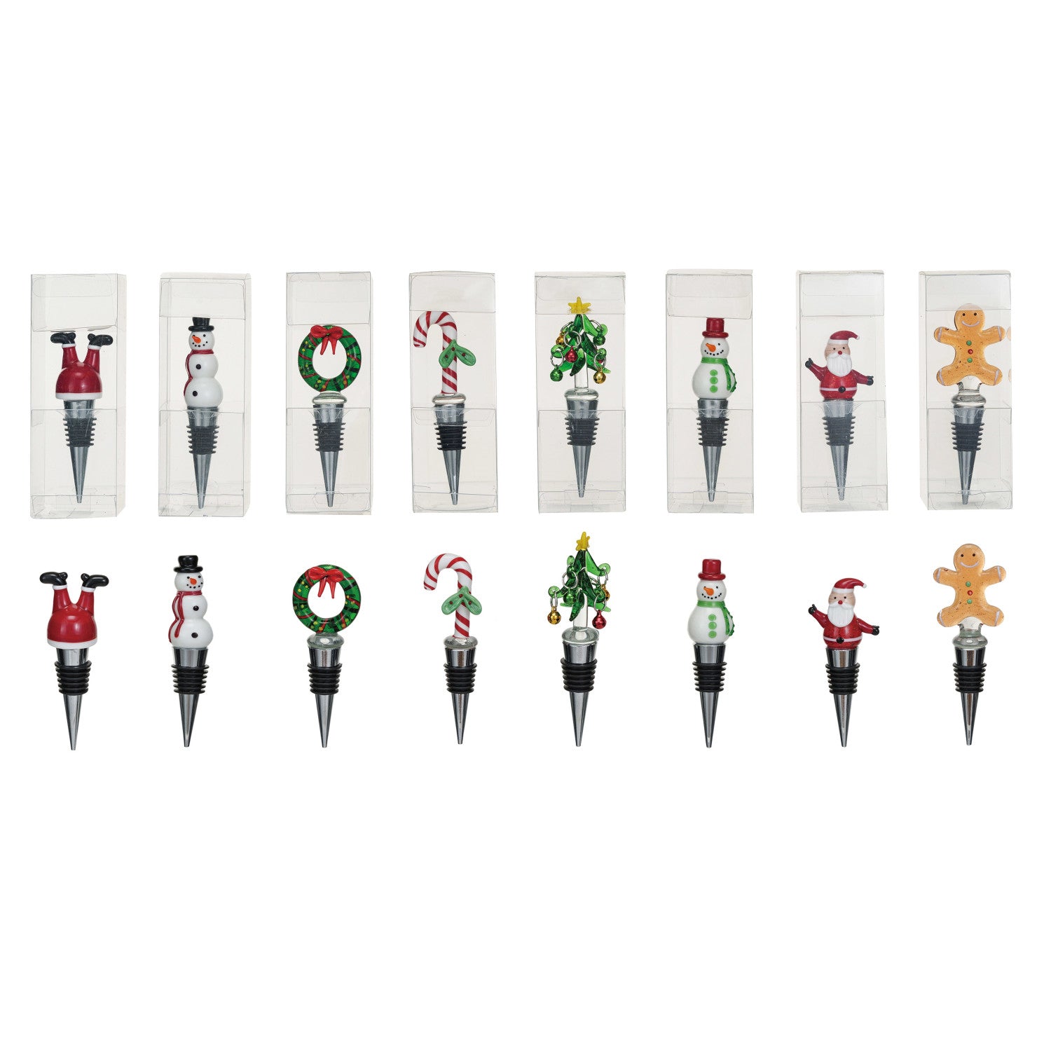 Zinc Alloy Wine Stopper w/ Hand-Painted Glass Holiday Icon, 8 Styles by Creative Co-Op