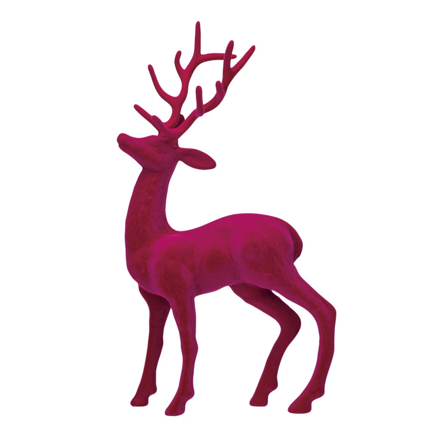 Pink Flocked Standing Reindeer - A. Dodson's