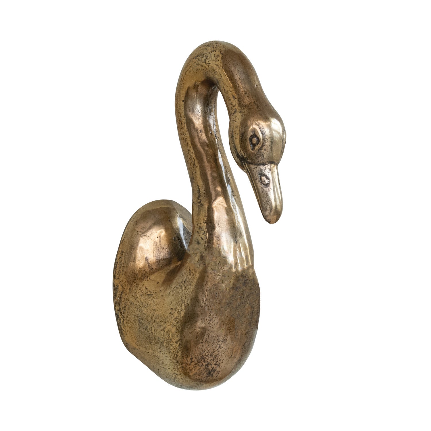 Cast Aluminum Goose Head Wall Décor, Antique Gold Finish